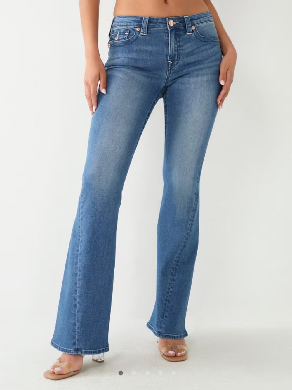 True Religion Joey Flare Jeans Medium Techno Wash Size 27